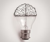 Light bulb with hand drawn brain as creative idea concept-1